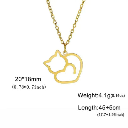 Katten ketting dames | RVS hanger met schattige kittens | Trendy dieren ketting | Sieraad cadeau vrouw | Goud & staal | Jeshayuan