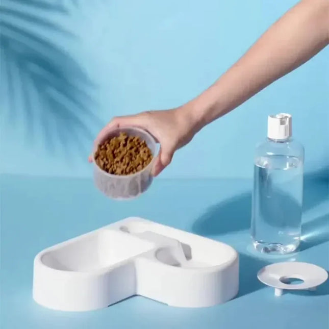 PetFeed Duo Bak voor Kleine Honden en Katten | Dubbele Voerbak met Waterreservoir | 24x18x6 cm | Duurzaam Kunststof | Voer- en Drinkbak Huisdieren