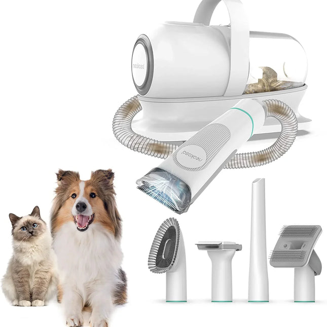 ShedVac Pro Verzorgingskit | Draadloze Trimmer en Zuigfunctie | Voor Honden, Katten en Andere Huisdieren | Wit | Comfortabele Borstels