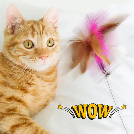CatPlay Feathers | Flexibel Interactief Speelgoed met Veer en Bel voor Katten | Stimuleert Jachtinstinct | Duurzaam Siliconen