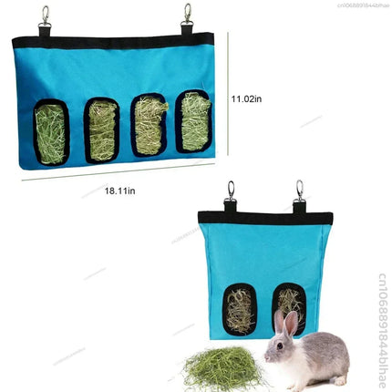 Hooizak voor kleine dieren | Hamster Konijn Cavia Voerhouder | Oxford Stof | Metalen Haak | Verspilling Verminderen | Kooihouder | Rood Groen Geel Oranje | Duurzame Kooivoeder Accessoires