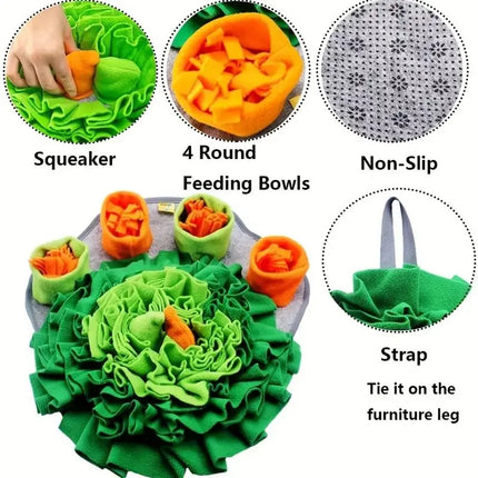 Wasbare Interactieve Fleece Snuffelmat voor Honden | Mentale Stimulatie en Voedingsplezier | Hoogwaardige Materialen | Eenvoudig Te Reinigen | Geschikt Voor Diverse Rassen | 43cm
