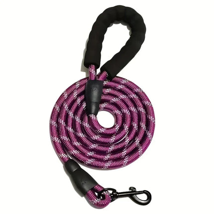 Reflecterende Dubbele Treklijn voor Honden | Gevlochten Nylon met Comfort Handvat | Inclusief Nagelknipper | Rood, Blauw, Zwart | 150 cm of 300 cm