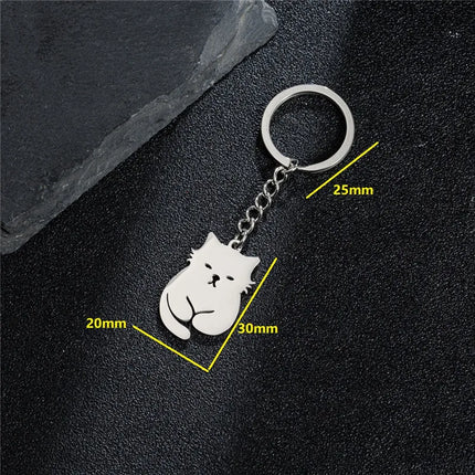 Sleutelhanger schattige katten | Roestvrijstalen kattenhanger | Dames accessoire voor sleutels, tas of auto | Cartoon dier cadeau | Anti-allergisch