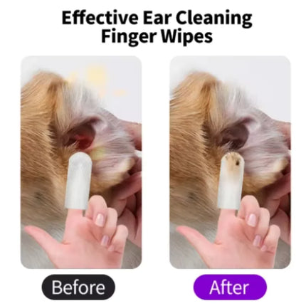 Ear Cleaning Wipes for Pets | Disposable | Finger Cover | Anti-Ear Mite | For Sensitive Ears | Pet Supplies | Suitable for Dogs and Cats | Hands Clean | Safe for Pets