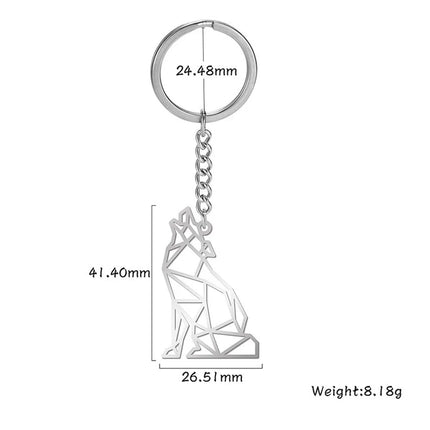 Sleutelhanger wolf | RVS punk dierenhanger | Trendy key ring | Origineel cadeau voor kinderen & mannen | My Shape accessoire | Unisex sleutelhouder