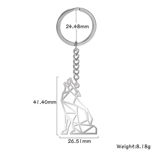 Sleutelhanger wolf | RVS punk dierenhanger | Trendy key ring | Origineel cadeau voor kinderen & mannen | My Shape accessoire | Unisex sleutelhouder