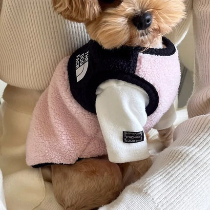 Pet Clothing | Embroidered Dog Cat Fleece Jacket | Autumn Winter Warm | Teddy Bear Design | Sleeveless with Buttons
