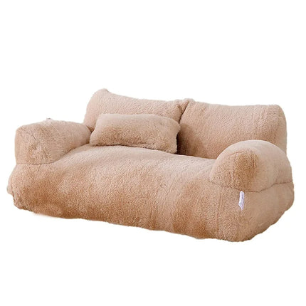 Pawstrip Luxe Katten Sofa | Pluche Warme Nest | Ademend Anti-Slip Huisdierbed | Compact Comfort | Voor Kleine en Middelgrote Katten Honden | Zachte Rugleuning | Verkrijgbaar in Kaki, Roze, Geel, Beige