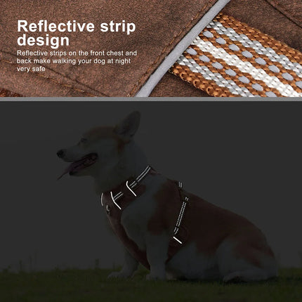 Didog Hondenharnas Nylon en PU | Waterdicht en Verstelbaar | Reflecterende Strip | Wandelen en Training | Groen, Rood, Bruin | Geschikt voor Kleine, Middelgrote en Grote Honden | Duurzaam en Veilig