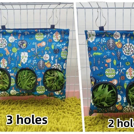 Hooizak voor kleine dieren | Hamster Konijn Cavia Voerhouder | Oxford Stof | Metalen Haak | Verspilling Verminderen | Kooihouder | Rood Groen Geel Oranje | Duurzame Kooivoeder Accessoires