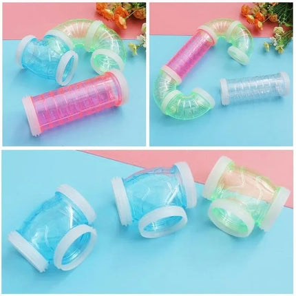 MOONBIFFY | 8-delige Hamsterspeeltunnel Set | Transparant | Knaagdier Speelomgeving | Kleine Huisdieren | DIY Bouwset | Kunststof | Pet Knaagdier Accessoire | Dierenplezier | Kleur Zoals Getoond
