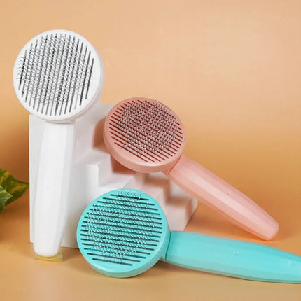 Verzorgingsborstel voor Huisdieren | Verwijder Dode Haren | Comfortabel Antislip Handvat | Geschikt voor Kat en Hond | Groen, Roze, Wit