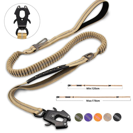 TactiPaw Reflecterende Bungee Riem voor Grote Honden | Schokabsorberend met Quick Release Karabijnhaak en Autogordelbevestiging