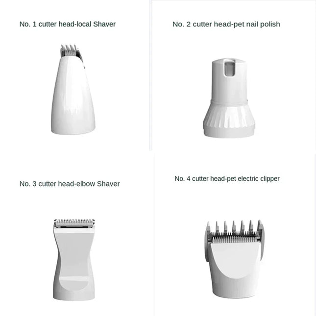 HuisdierHeld 4-in-1 Verzorgingskit voor Honden en Katten | Draadloos en Stil Apparaat met 4 Opzetstukken | Waterdicht en USB-Oplaadbaar