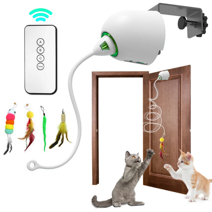 INKZOO Automatisch Katten Speelgoed | Interactieve Muis Veer Spel | Sensor Activering | 7 Openingen | Oplaadbare Batterij | Kattenvermaak | Onregelmatige Bewegingen | Duurzaam Plastic