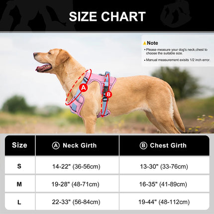 Didog Hondentuig Ademend Mesh Nylon | Reflecterend Duurzaam Verstelbaar | Roze/Oranje/Blauw | Geschikt voor Kleine Middelgrote Grote Honden | Voor Training en Wandelen | Alle Seizoenen