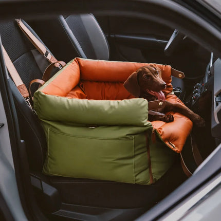 VOFORD Luxury Pet Car Seat | Faux Leather | Waterproof & Antibacterial | Comfortable & Safe | Portable | Ideal for Dogs & Cats | Includes Leash | Spacious Storage | Hand Washable