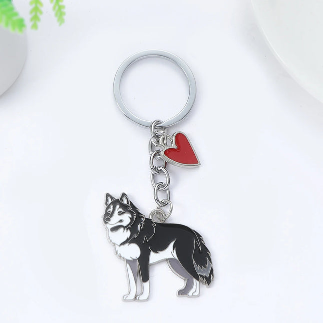 Alaska Husky Sleutelhanger | Schattige Cartoon Hond | Dier Sleutelhanger voor Vrouwen & Mannen | Cadeau | Zilver Metaal | Unisex Accessoire