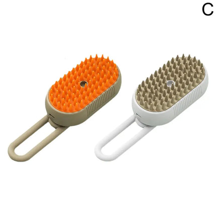 FurClean Oplaadbare Verzorgingsborstel voor Huisdieren | 3-in-1 Functie met Stoomtechnologie & Zachte Massage | Wit en Oranje