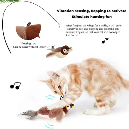 Interactieve Piepende Vogel Speelgoed | Kattenkruid | Oplaadbaar via USB | Fladderend Pluche | Aanraak Geactiveerd | Huisdierenplezier | Guangdong