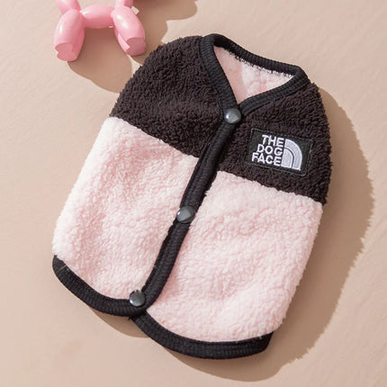 Pet Clothing | Embroidered Dog Cat Fleece Jacket | Autumn Winter Warm | Teddy Bear Design | Sleeveless with Buttons