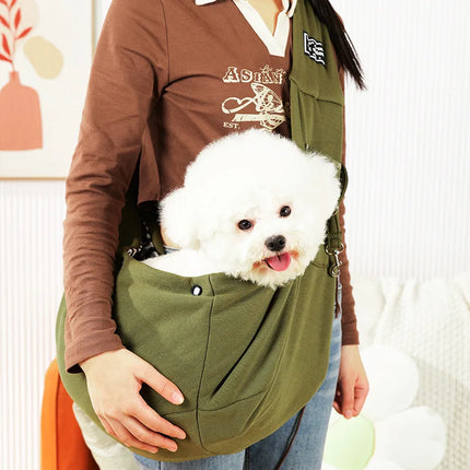 Comfortabele Outdoor Draagzak voor Kleine Huisdieren | Geschikt voor Chihuahua, Yorkie, Pommeren | Voorzien van Handige Opslagzak | Polyester met Enkele Schouderriem