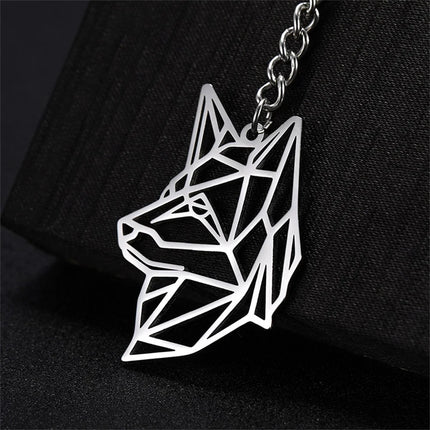 Wolf Sleutelhanger Roestvrij Staal | Punk Dier Sleutelhouder | Cadeau voor Kinderen & Mannen | Stoer Wolf Hanger Sleutelhanger | My Shape Unisex Mode Accessoire