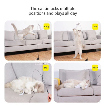 FeatheryFun Interactief Vermaak voor Katten | Zuignap Bevestiging | Rinkelende Bel en Natuurlijke Veren | Stimuleert Gezondheid en Spel
