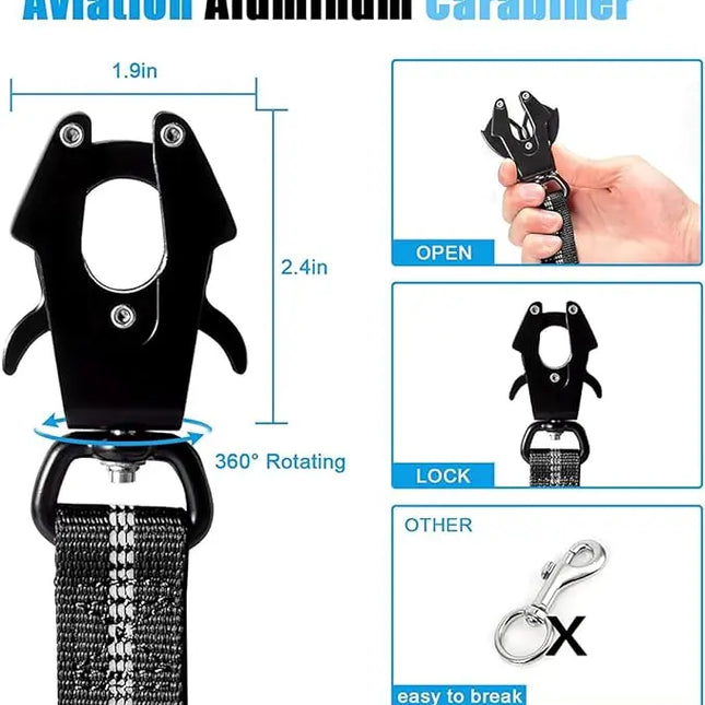 Reflecterende Schokabsorberende Hondenriem | Autogordelbevestiging | Zware Tactische Bungee | Geen Trekken | Geschikt voor Grote Honden