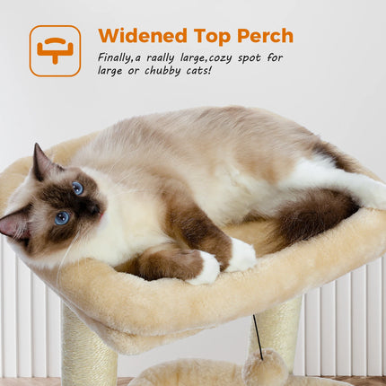 PAWZ Road Kattenboom | Grijs/Beige | Drie Lagen | Hout & Pluche | Inclusief Krabpalen met Sisaltouw | 68cm Hoog | Ruime Condos & Ligplaatsen | Geschikt voor Binnen | Verwijderbare Speelmuis | Stabiel en Veilig