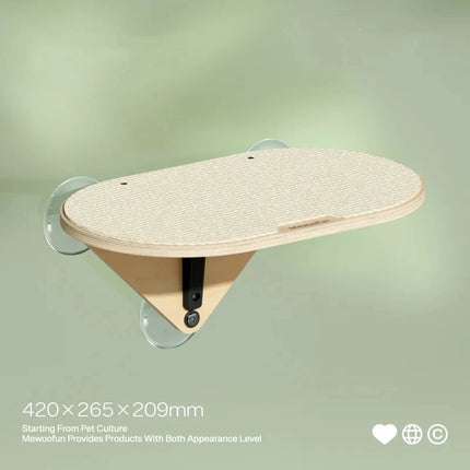 Kattenraam Ligbed 3-in-1 | Klimplank en Krabpaal Inclusief | Duurzaam Sisal & Polyester | Sterke Zuignappen | Stevige Basswood Constructie | Max 10 kg Capaciteit | Gemakkelijk Monteerbaar & Verplaatsbaar