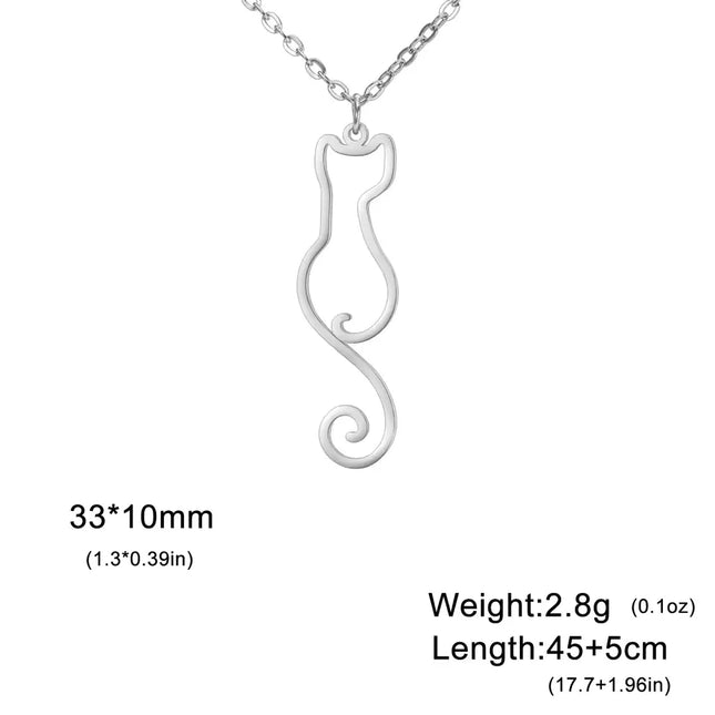 Kattenhanger ketting dames | Roestvrijstalen katten ketting | Schattige dierenhanger sieraad | Trendy cadeau voor kattenliefhebbers | Goud & staal | Jeshayuan