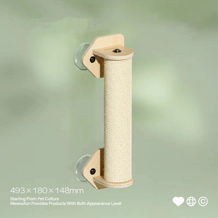 Kattenraam Ligbed 3-in-1 | Klimplank en Krabpaal Inclusief | Duurzaam Sisal & Polyester | Sterke Zuignappen | Stevige Basswood Constructie | Max 10 kg Capaciteit | Gemakkelijk Monteerbaar & Verplaatsbaar