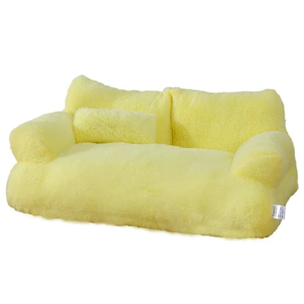 Pawstrip Luxe Katten Sofa | Pluche Warme Nest | Ademend Anti-Slip Huisdierbed | Compact Comfort | Voor Kleine en Middelgrote Katten Honden | Zachte Rugleuning | Verkrijgbaar in Kaki, Roze, Geel, Beige