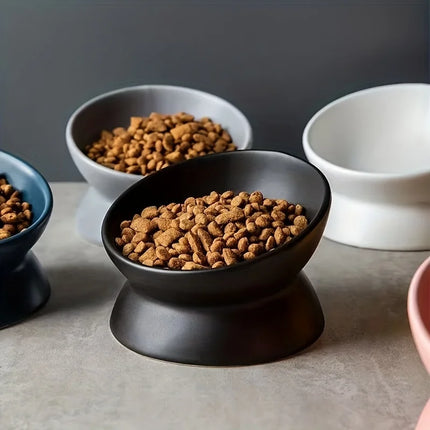 Keramische Voerbak met Verhoogd Oblique Ontwerp voor Honden en Katten | Beschermt Nek en Wervelkolom | Duurzaam en Stabiel