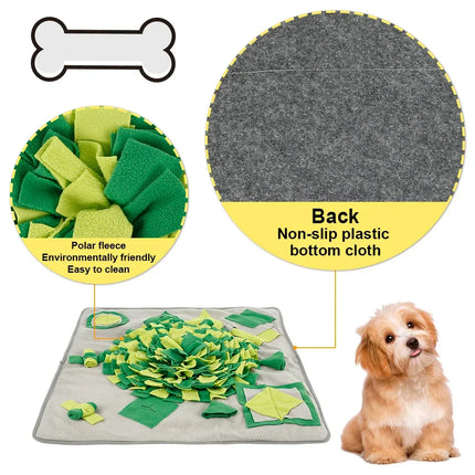 Snuffeltrainingsmat Voor Honden | Interactief Langzaam Voerspeelgoed | Duurzaam Handgemaakt Fleece | Stressverlichting en Energieverbruik | Machinewasbaar | Verstelbare Maten | Grijs of Groen | 45x45cm of 70x70cm