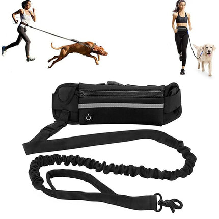 Verstelbare Handsfree Hondenriem met Heuptas | Flexibel en Comfortabel voor Hardlopen en Wandelen | Reflecterende Veiligheidsdetails
