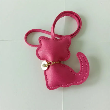 Sleutelhanger met Kattenhanger | PU Lederen Dier Sleutelhanger | Schattige Tashanger voor Dames | Tasdecoratie voor Meisjes | Gift Idee