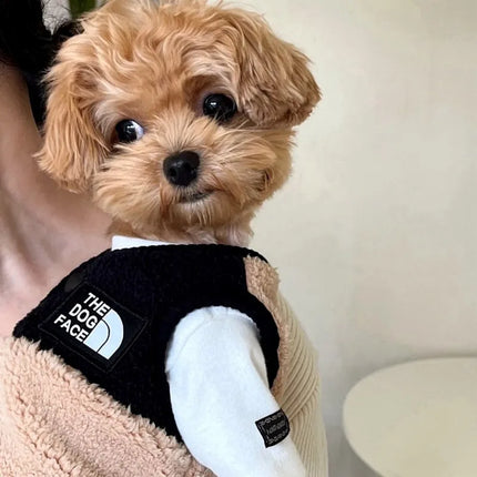 Pet Clothing | Embroidered Dog Cat Fleece Jacket | Autumn Winter Warm | Teddy Bear Design | Sleeveless with Buttons
