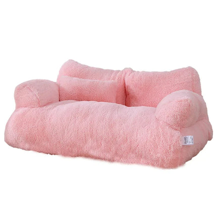 Pawstrip Luxe Katten Sofa | Pluche Warme Nest | Ademend Anti-Slip Huisdierbed | Compact Comfort | Voor Kleine en Middelgrote Katten Honden | Zachte Rugleuning | Verkrijgbaar in Kaki, Roze, Geel, Beige