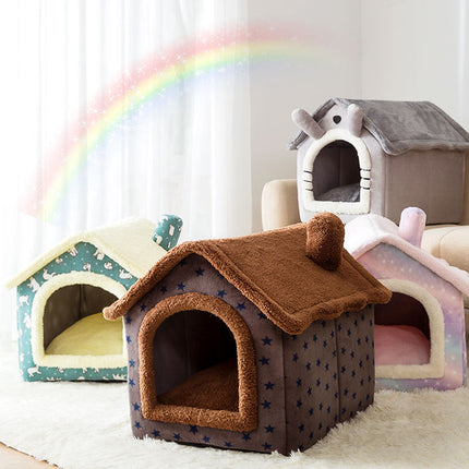 Fluffy Knus Huisje voor Huisdieren | Comfortabel Warm Nest voor Katten en Honden tot 4kg | Anti-slip Bodem | Afneembare Wasbare Hoes | Zachte Stof | Diverse Kleuren