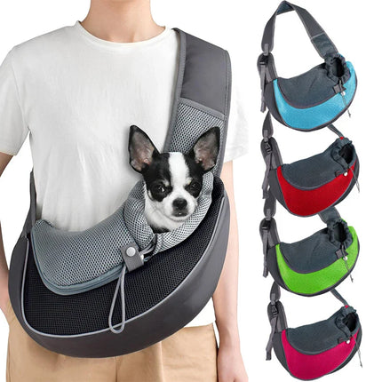 Ademende Schouderdraagtas voor Kleine Huisdieren | Mesh & Sponsvoering | Verstelbare Crossbody Riem | Geschikt voor Honden, Katten tot 6 kg | Beschikbaar in Meerdere Kleuren