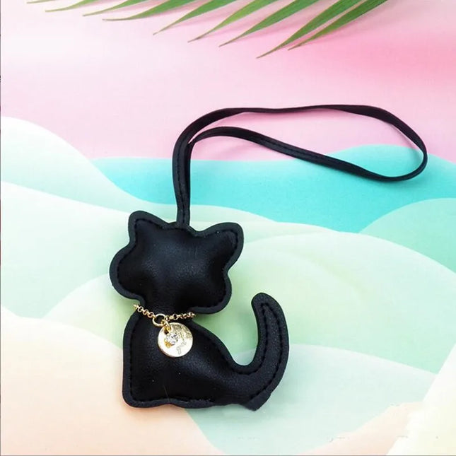 Leren Sleutelhanger Dames | Schattige Kattenhanger | PU Leder | Tasbedel voor Handtas | Sleutelhanger Accessoire | Cadeau voor Meisjes | Dier Charm Decoratie