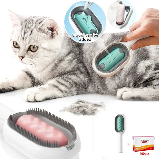 FurBrush Verzorgingshulpmiddel voor Huisdieren | Waterreservoir en Zacht Siliconen | Voor Honden en Katten | Zwart