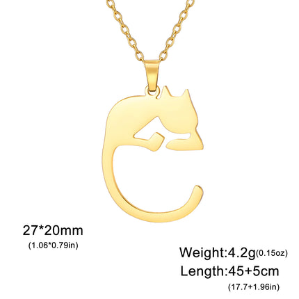 Katten hanger ketting dames | Edelstaal | Schattige kitten hanger | Trendy dieren sieraad | Perfect cadeau | Goud & staal  | Jeshayuan