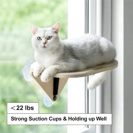 Kattenraam Ligbed 3-in-1 | Klimplank en Krabpaal Inclusief | Duurzaam Sisal & Polyester | Sterke Zuignappen | Stevige Basswood Constructie | Max 10 kg Capaciteit | Gemakkelijk Monteerbaar & Verplaatsbaar