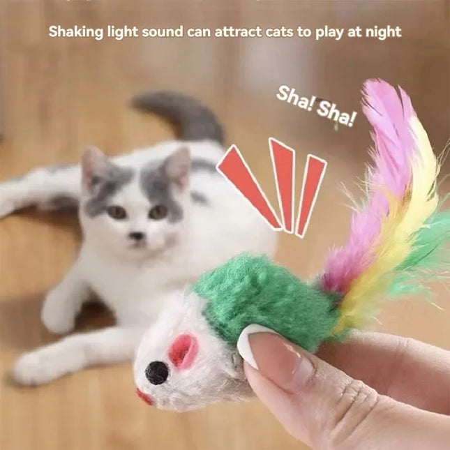 Fleece Pluche Katten Speelgoed | Interactieve Valse Muizen Met Veren | Kleurrijk Dier Vangt Het Oog | Veilig & Duurzaam | Training & Speelplezier | Set Van 10/20 Stuks | Voor Kittens & Katten