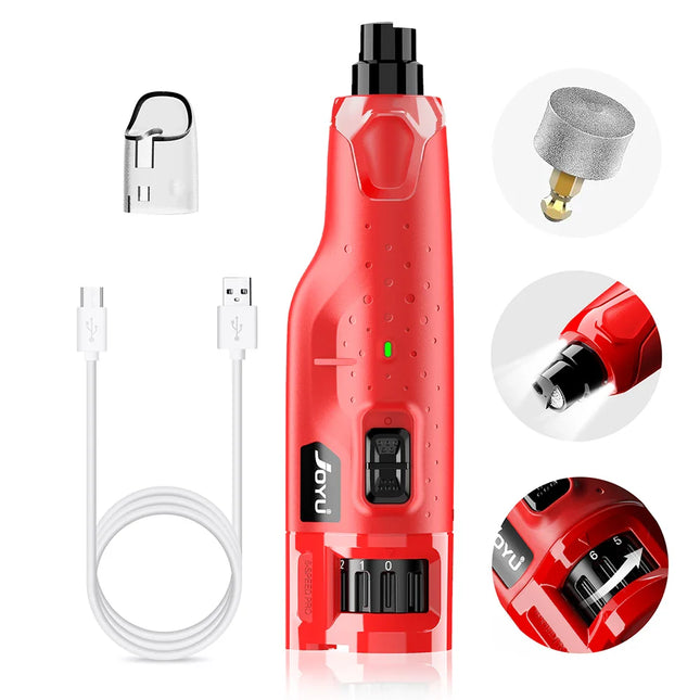 Professionele Elektrische Nagelvijl voor Honden | 6 Verstelbare Snelheden, 2 LED-Lichtjes | Stil Gebruik, Oplaadbaar via USB | Inclusief Stofkap