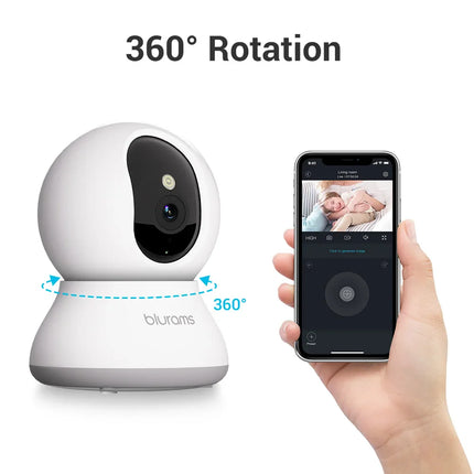 Blurams 2K Binnencamera voor Huisdieren | 360° Rotatie | Tweeweg-Audio | Kleurnachtzicht | Wifi-verbinding | PTZ-Functie